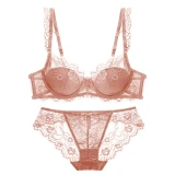 Women Lace Thin Bra Gather Lingeries Underwear 922839