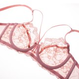 Women Sexy Ultra Thin Transparent Lace Bra and Panties Set Plus Size Underwear 924354
