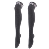 Women Three-Bar High Knee Striped Stockings CTW60516