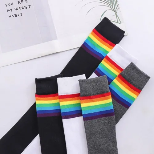 Women's Sexy Over-Knee Boot Cotton Knitted Leg Warmers Stripe Stockings CTW70718