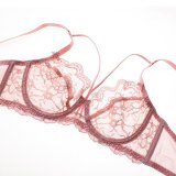 Women Sexy Ultra Thin Transparent Lace Bra and Panties Set Plus Size Underwear 924354