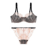 Women's Sexy Transparent Lace Underwear Bra Set 1600112