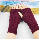 Winter Women Knitted Fingerless Combing Fine Wool Gloves ST7081