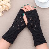 Women Acrylic Stretch Winter Warm Fingerless Knitted Gloves ST-7182