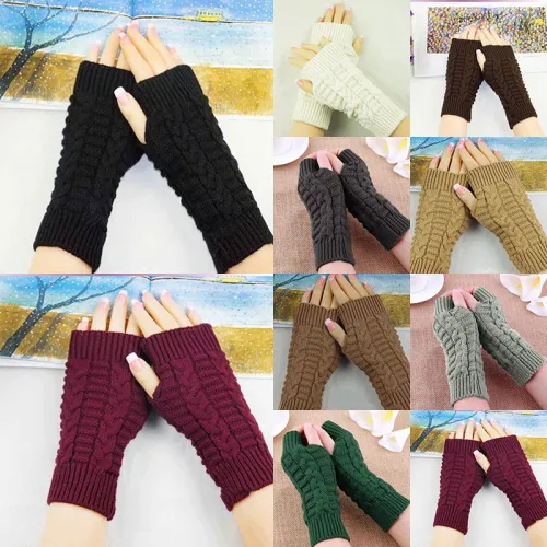 Winter Women Knitted Fingerless Combing Fine Wool Gloves ST7081
