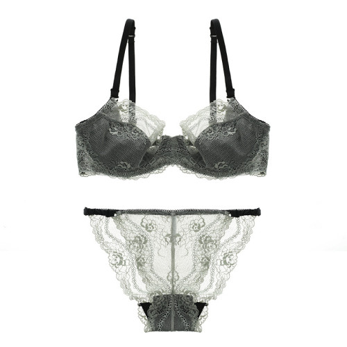 Women's Sexy Transparent Lace Underwear Bra Set 1600112