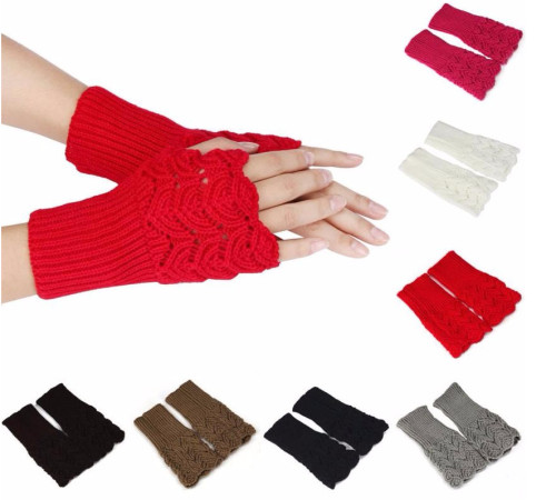Winter Ladies Warm Knit Half Finger Gloves ST6677