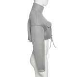 Women Zipper Pocket Mesh Plaid Autumn Coats K20L1051728