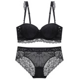 Sexy Lace Lingerie Set With Thin Top Thick Top And Gathered Bra Underwear 130314