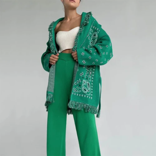 Autumn Winter Cardigan Women Knitted With Sashes LH0539410