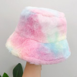 Autumn and Winter Sweet and Rainbow-Colored Plush Fisherman Hats 2009023-34
