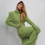Women Knitted Striped Sweaters Two Pcs One Set Tops With Bottom Pants Outfit Outfits LH053849