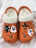 Autumn and Winter Cartoon Fleece-Lined Plush Warm Hole Shoes