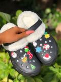 Autumn and Winter Cartoon Fleece-Lined Plush Warm Hole Shoes