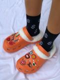 Autumn and Winter Cartoon Fleece-Lined Plush Warm Hole Shoes