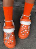 Autumn and Winter Cartoon Fleece-Lined Plush Warm Hole Shoes
