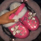 Autumn and Winter Cartoon Fleece-Lined Plush Warm Hole Shoes
