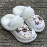 Autumn and Winter Cartoon Fleece-Lined Plush Warm Hole Shoes