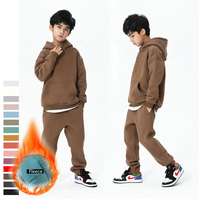 Teen Spring Boys Clothing Set  Winter New Casual Thicken Hoodie Tops Sport Pant 2Pcs Suit for Boys Clothes Kids Outfits 10 Y