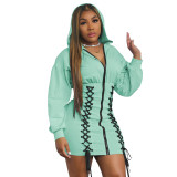Women Stylish solid color high-waisted zipper Dresses  YF804455