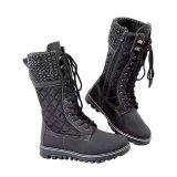 Women Winter Boot Square Heel Black Platform Combat Boots
