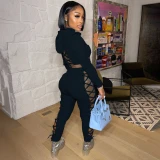 Sexy Cotton Outfits for Women Long Sleeve Two Piece Set YG801627
