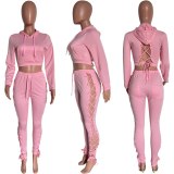 Sexy Cotton Outfits for Women Long Sleeve Two Piece Set YG801627