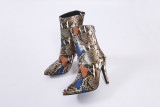 Women's snakeprint Boots with high Heels
