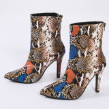 Women's snakeprint Boots with high Heels