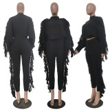 New Casual knit long sleeve tassel Two-piece set for Women TS118697