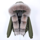 Fashion short Women's Real Fox Fur Coat Jacket