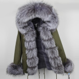 New Parka Winter Jacket Women Real Fox Fur Coat Big Natural