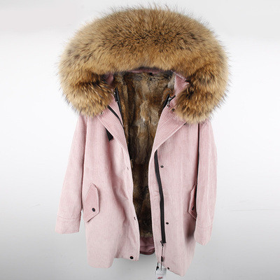 Winter Natural Rabbit fur lining Jacket coat Women Parka fur coats