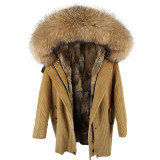 Winter Natural Rabbit fur lining Jacket coat Women Parka fur coats