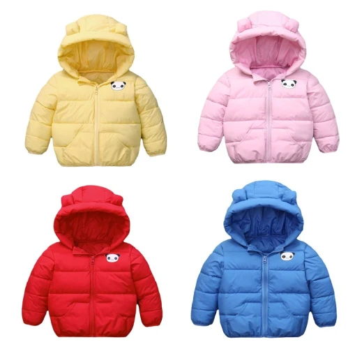 Autumn and winter new children's  cotton jacket boys and girls solid color thickened baby coat