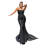 Sleeveless Evening Party Tank Dress Stretch Floor Length Gown WW01122