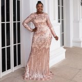 Plus Size African Sequin Party Dresses For Women P001728