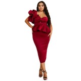 Plus Size Evening Dresses Luxury for Women Mermaid Long Sleeve Ball Gowns V-neck P001425