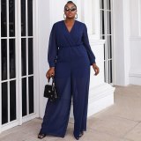 Women Casual Loose Chiffon V-Neck Rompers African Clothes Plus Size Bodysuits P007788