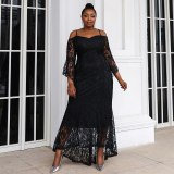 Women Party Sexy Lace Long Dress Plus Size Ladies African Dress  P0097108