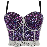 Sexy halter belt sparkly diamond Corset Toning Top DB81324
