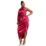 Women Rose Red Elegant Celebrity Holiday Dress P0116