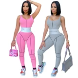 Women's Sweatshirt Set Bodysuit Pure Color Tight Sports Yoga Sets  880516
