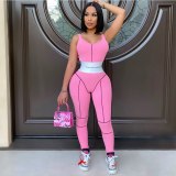 Women's Sweatshirt Set Bodysuit Pure Color Tight Sports Yoga Sets  880516