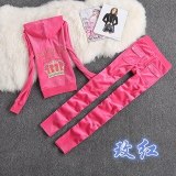 Spring and Autumn Crown Gold Velvet Sports Suit Ladies Leisure Yoga Wear Two-piece 721829