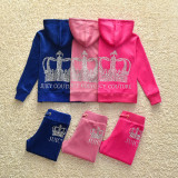 New Children Fall Winter sports fashion velvet suit Tracksuit for Girls