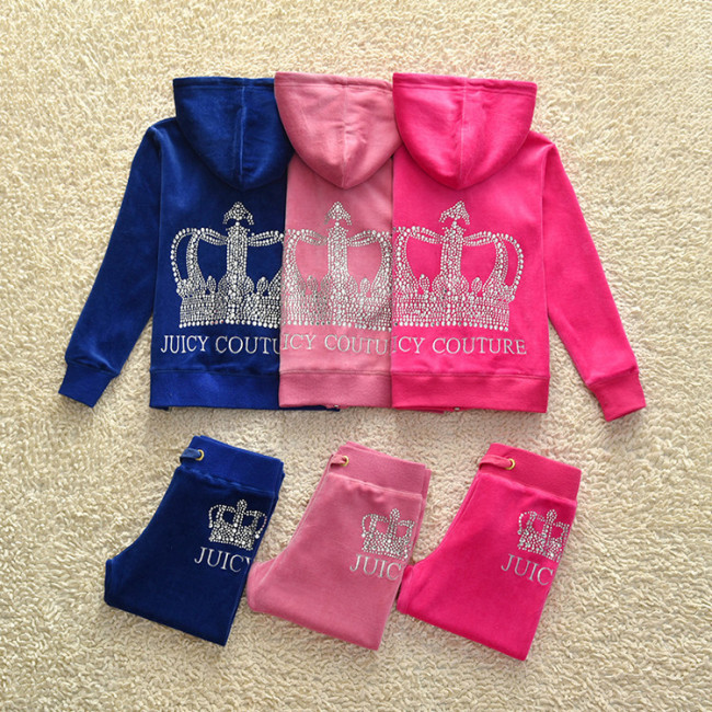 New Children Fall Winter sports fashion velvet suit Tracksuit for Girls