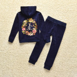 New Children Fall Winter sports fashion velvet suit Tracksuit for Girls