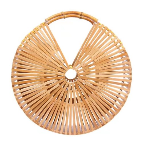 New portable bamboo woven bag beach creative bamboo bag ins super fire empty rattan Hollow Out bag