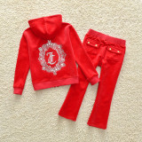New Children Fall Winter sports fashion velvet suit Tracksuit for Girls